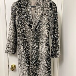 Faux Fur Coat in Black and Gray